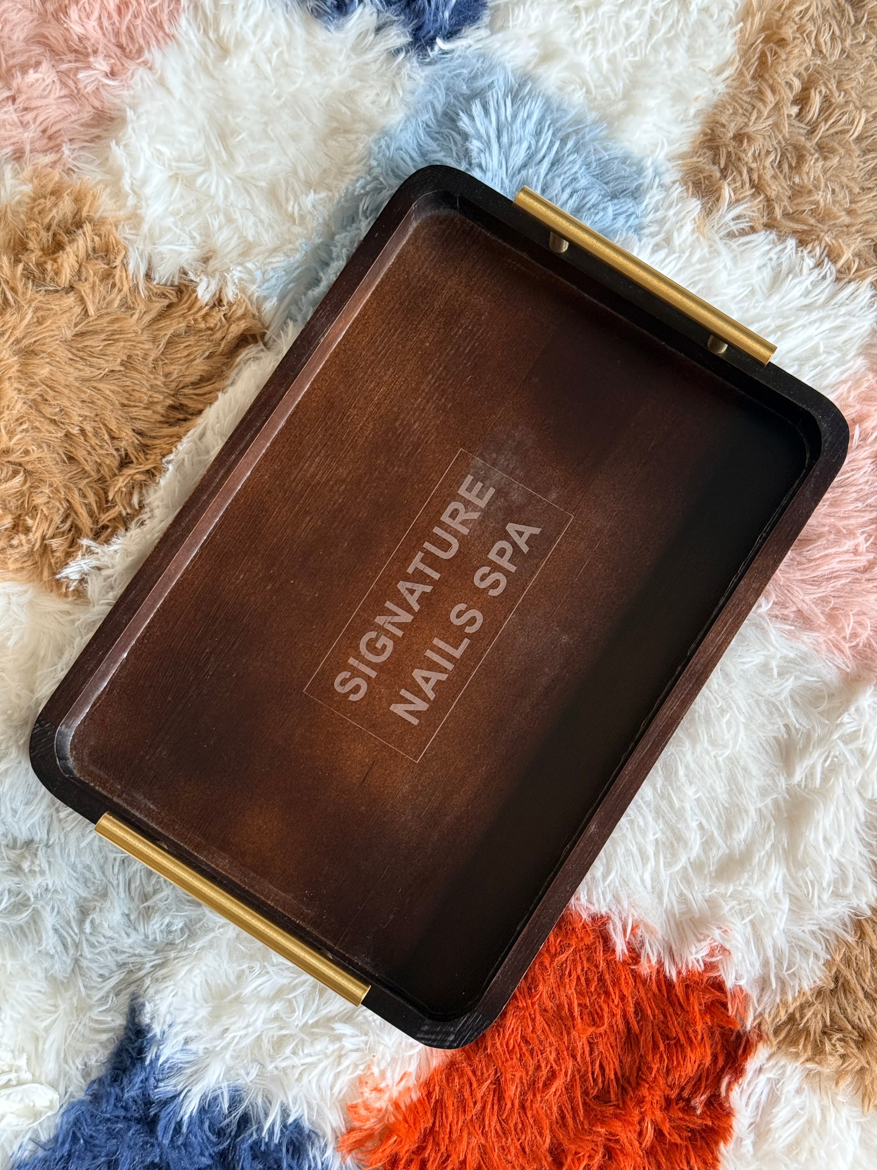 Khay Gỗ Pedicure size 38 x 27 x 3.5 cm - Free in logo/tên tiệm